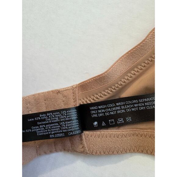 Natori Women's Body Double Lace Trim Full Fit Contour Bra Suntan Size 34DDD NEW - Picture 7 of 9